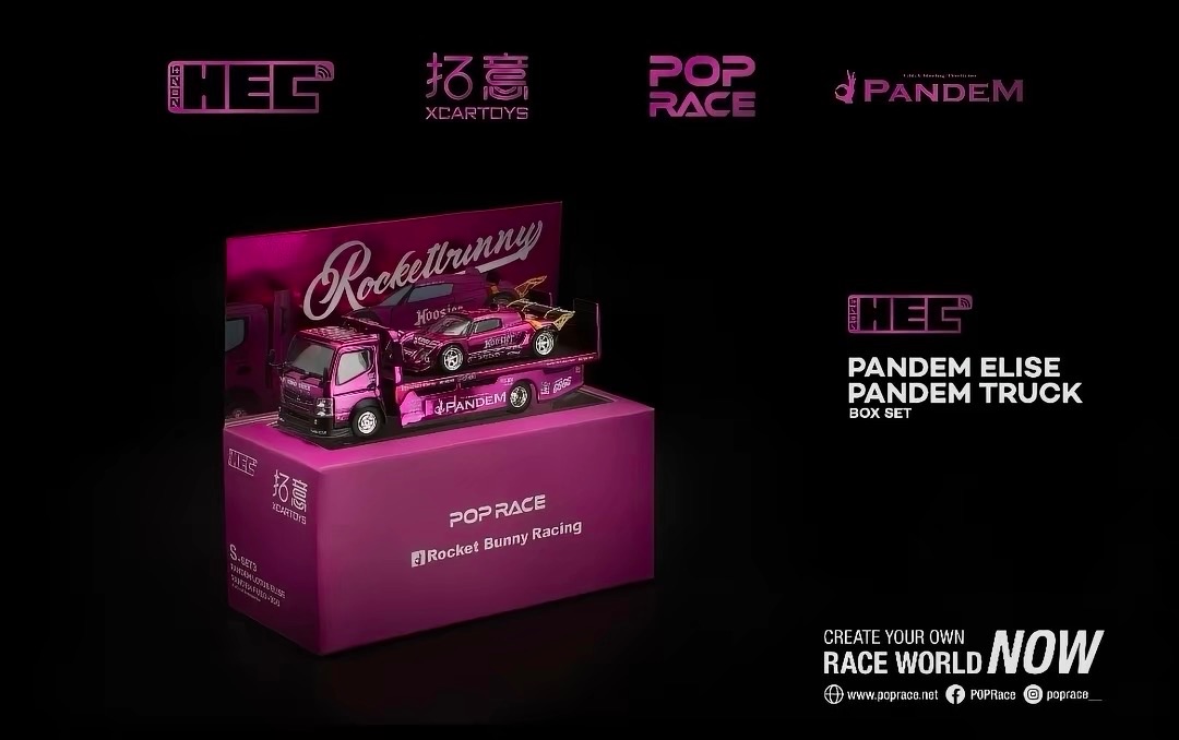 HEC Pop Race Pandem Elise Pandem Truck Rocket Bunny Racing Box Set 1:64