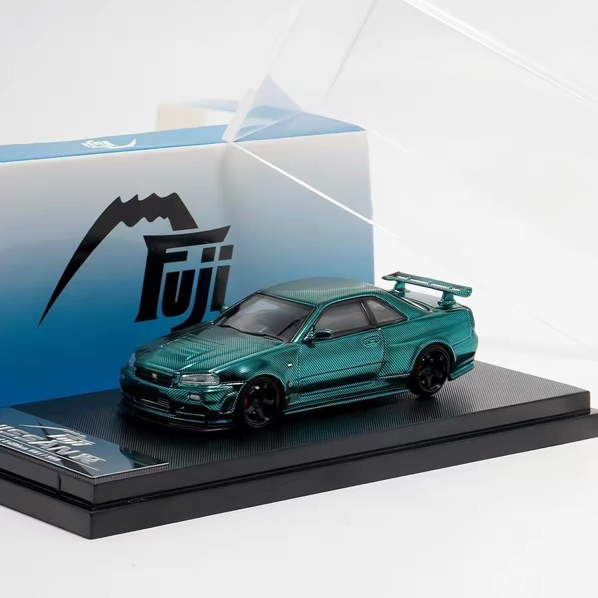 Fuji 1:64 Nissan Skyline GT-R R34 Teal Metallic Diecast Model Car
