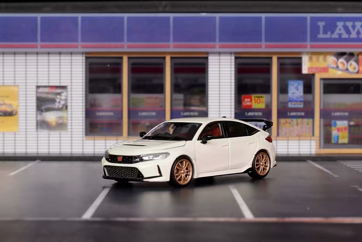 Honda Civic Type R White with Gold Wheels 1:64 Scale Diecast Model Car