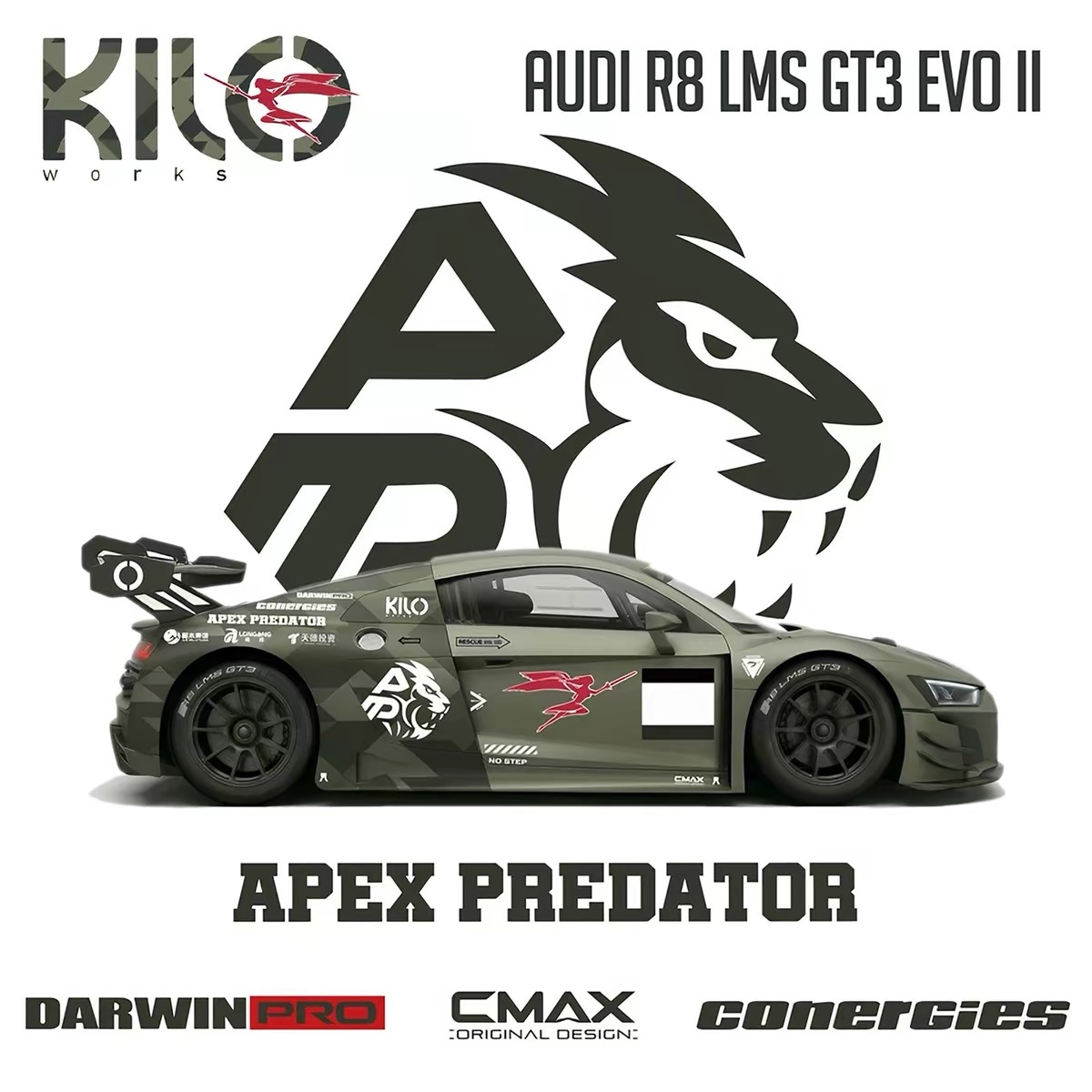 KILO Works 1:64 Audi R8 LMS GT3 EVO II Apex Predator Livery Diecast Model Car