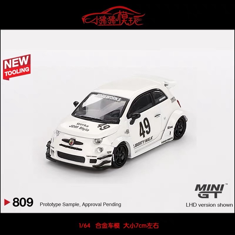 MINI GT 1:64 Fiat Abarth 500 Liberty Walk #49 White LHD