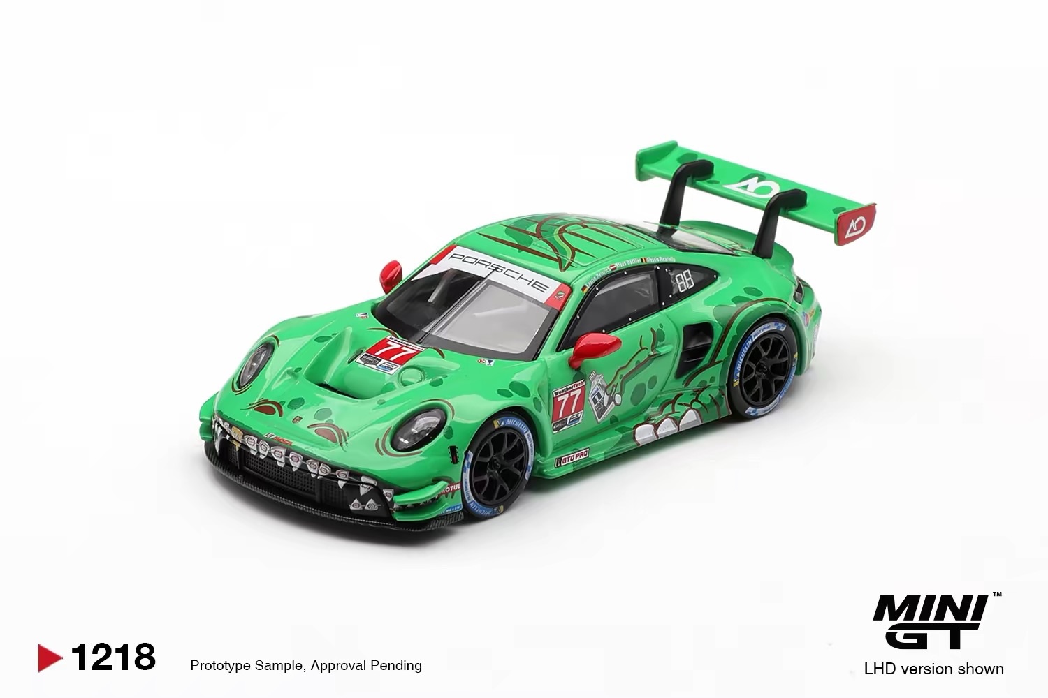 MINI GT 1:64 Porsche 911 GT3 R #77 Green Livery LHD Version