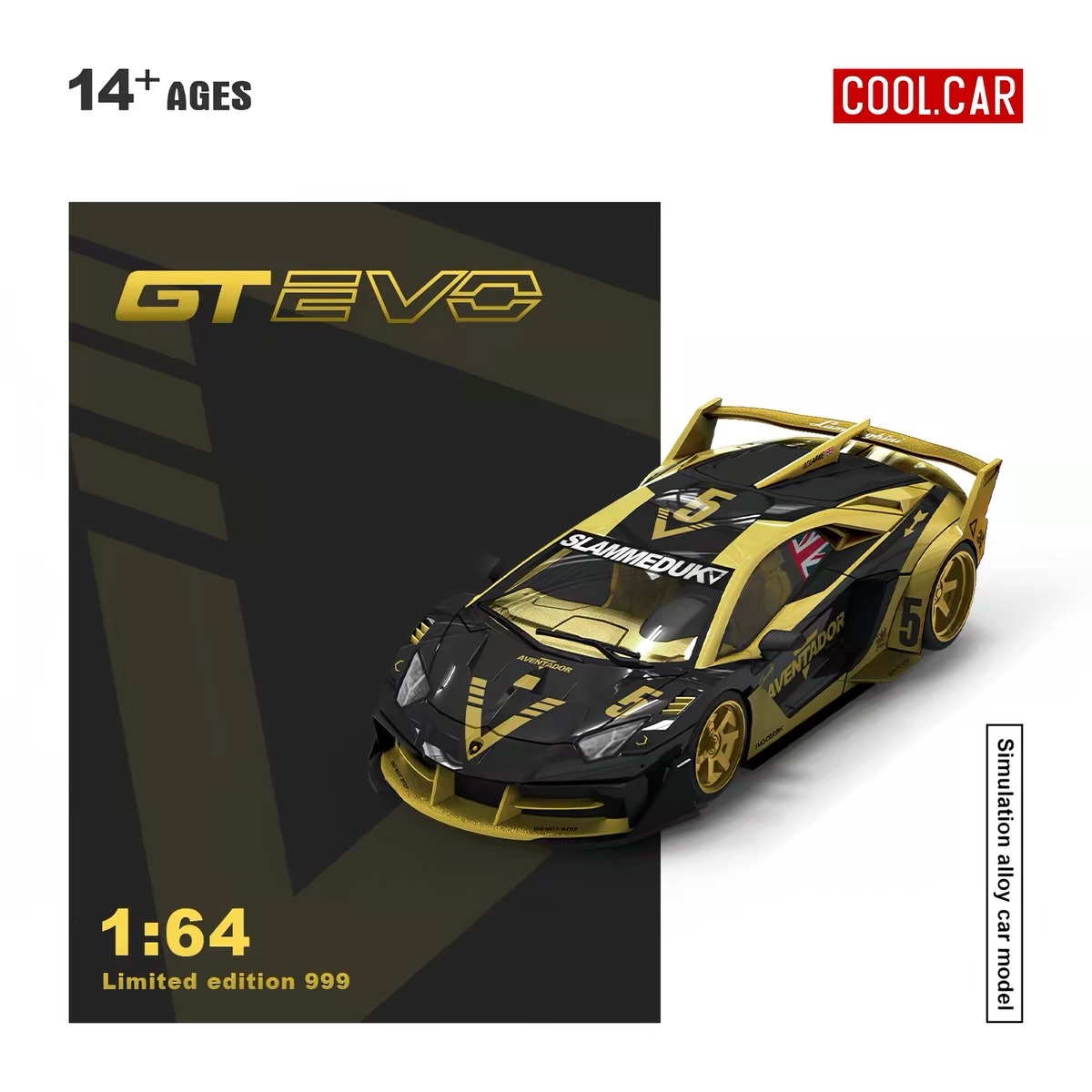 COOL.CAR 1:64 Lamborghini Aventador GT EVO #51 Gold Black Limited Edition 999