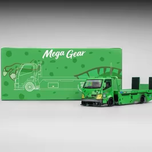 Mega Gear 1:64 Scale Green Flatbed Truck Diecast Model with Packaging
