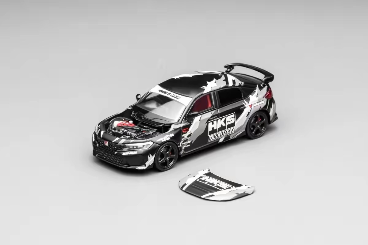 HKS Honda Civic Type R FK8 HiPerMAX Diecast Model Car with Removable Hood 1:64 Scale