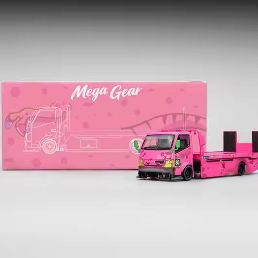 Mega Gear 1:64 Pink Flatbed Tow Truck Diecast Model
